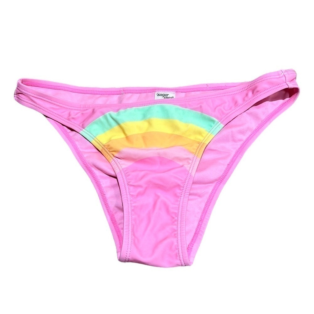 Lolli Pink Bikini with Rainbow Stripes